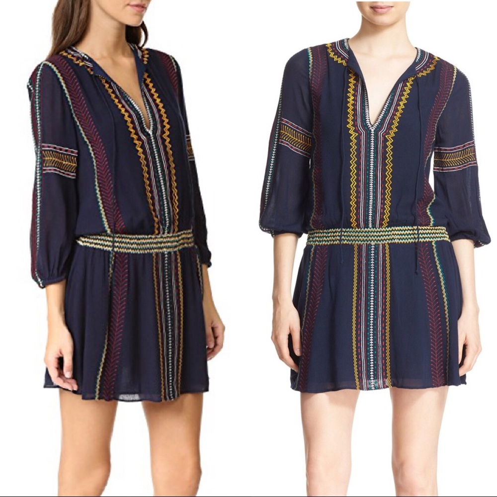 Alice+Olivia boho embroidered mini dress, size 0